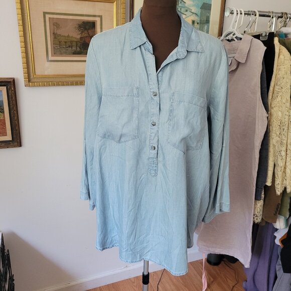 NWT Marshall's Marshall's Super Soft Denim Shirt Size 1X - Picture 1 of 6